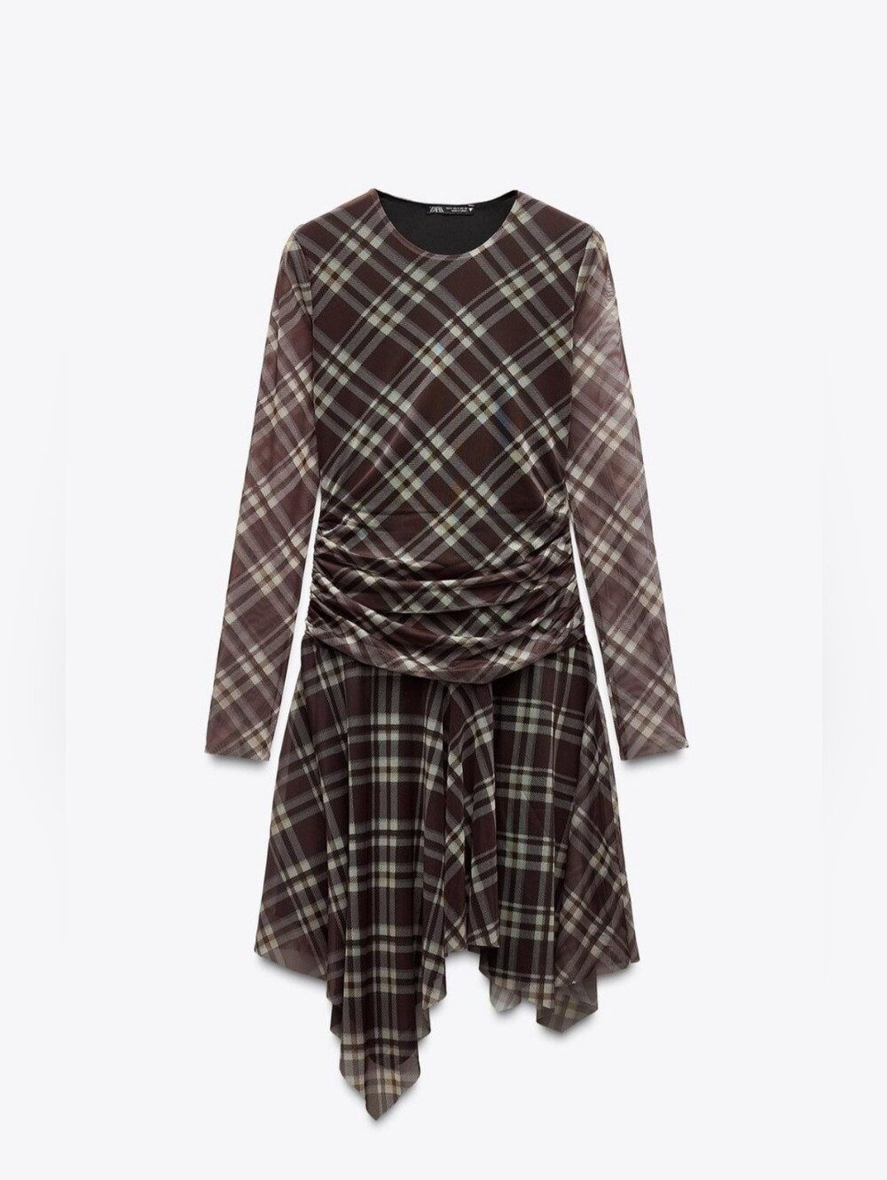 Zara Plaid Draped Tuille Dress